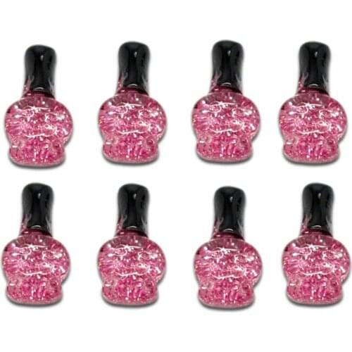 50Pcs Dark Pink Nail Polish Resin Decoration Crafts Beads Frame Flatback Cabochon Scrapbook DIY Embellishments Accessories