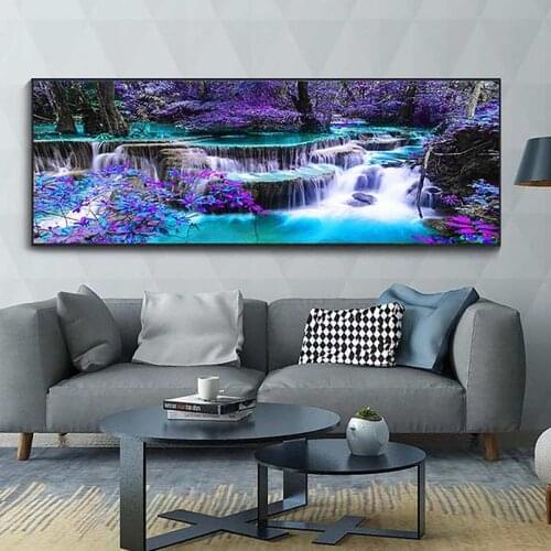 5D DIY Diamond Painting Waterfall Scenic Full Round Rhinestone Diamond Embroidery Landscape Cross Stitch Mosaic Home Decoration