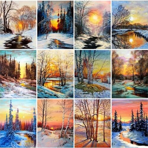 Evershine DIY Diamond Embroidery Winter Tree 5D Diamond Painting Kit Landscape Picture Rhinestones Needlework Decor For Home