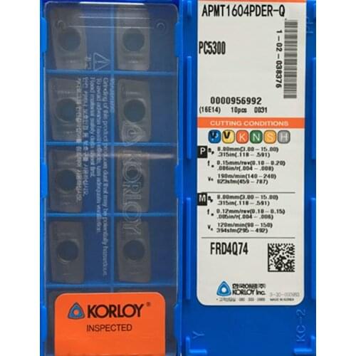 APMT1604PDER-Q PC5300 10pcs 50pcs 100pcs KORLOY Carbide insert PC5300 Process stainless steel and steel
