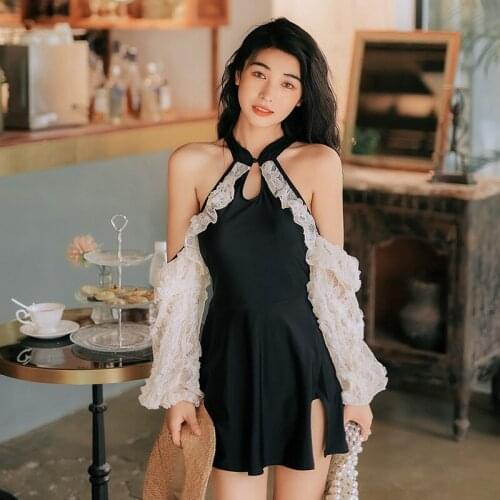 One Piece Women Swimsuit Push Up Swimwear Wholes And Beachwear For Surf 2021 New Cover Sea Long Sleeve Print Polyester Sierra