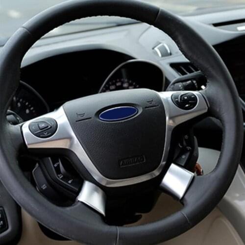 Jameo Auto 2Pcs/Set Car ABS Chrome Interior Steering Wheel Decoration Trim Sticker for Ford C-MAX CMAX 2017 2018 Accessories