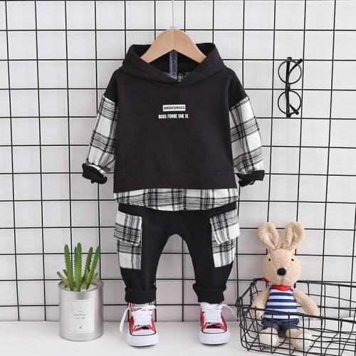 Baby Boys Clothes Set Spring Autumn 2Piece Suit Children Tracksuit Hooded Jacket Baby Cotton Brand Sportswear Outfit