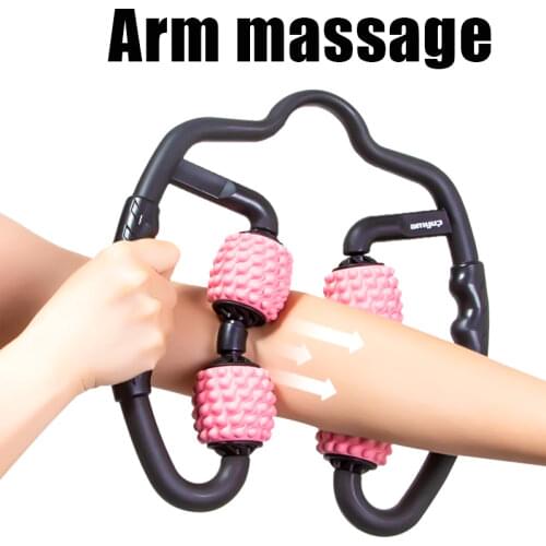 U Shape Trigger Point Massage Roller for Arm Leg Neck Muscle Tissue for Fitness Gym Yoga Pilates Sports 4 Wheel Face Lift Tool