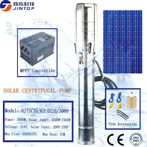 MODEL 6JTSC35/63-D216/3000)JINTOP SOLAR PUMP power system 3kw never sell any renewed pumps solar submersible 216v dc water pump