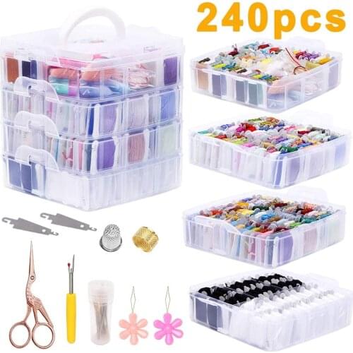 LMDZ Embroidery Kit Cross Stitch Tool Kits Floss Cross Stitch Threads DIY Kit Organizer Storage Box for Embroidery hoop