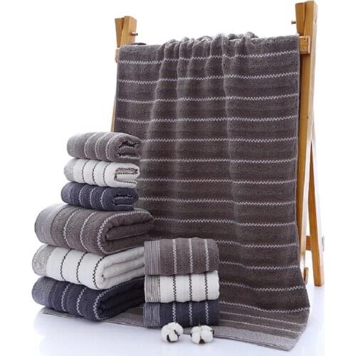 New 3pcs/set Cotton Absorbent Hair Swimming Face Hand Bath Towel Bathroom Towels Beach Towel Sets