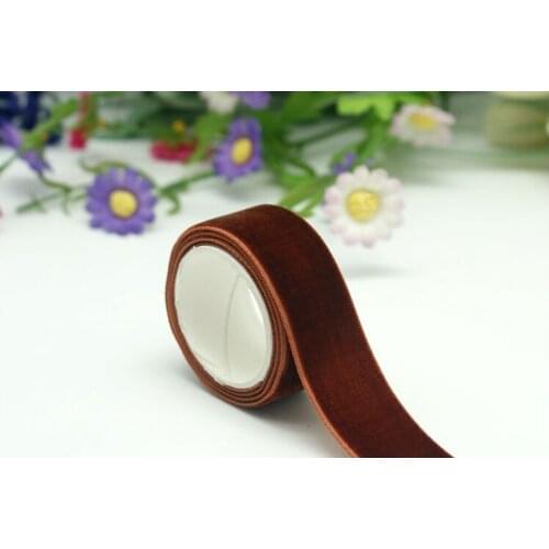 7/8"(22mm)Single Face Velvet Ribbon Brown Velvet Ribbon Craft Ribbon