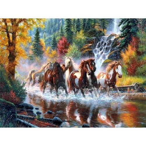 ONEROOM Embroidery Counted Cross Stitch Kits Needlework - Crafts 14 ct DMC Color DIY Arts Handmade Decor - horse