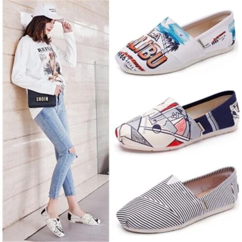 2020 Summer Canvas shoes female shoes flat canvas shoes women lazy shoes womens Slip on Breathable Men Flats Walking Shoes Zapa