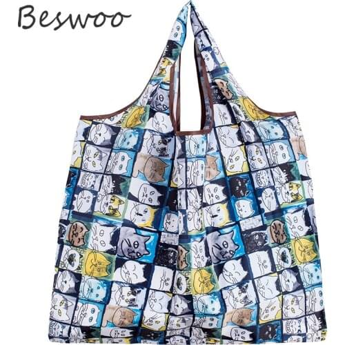 Dropshipping Shoulder Bag Large Capacity Thick Nylon Tote Bag Reusable Portable Shopping Bag Foldable Big Size Handbag for Women