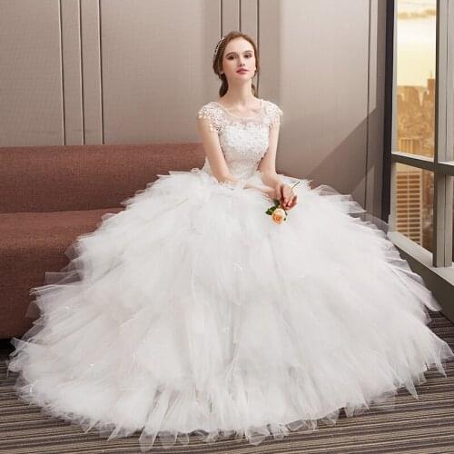 Wedding Dresses O Neck Lace Up Bridal Gown Bohemian Wedding Dress Vestido De Noiva Wed Dress Appliques Plus Size