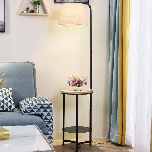 LED living room standing luminaires Nordic lights bedside illumination Modern home lighting fixtures bedroom Wooden floor lamps