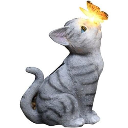 Balcony garden decoration lovely cat decoration solar lamp outdoor creative animal sculpture courtyard layout