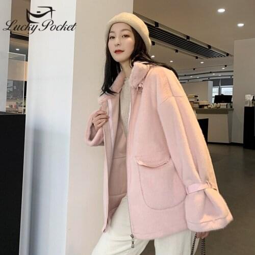 Women Winter Warm Plus Sice Lapel Fur Coat Ladies Solid Color Fashion Loose Big Pocket Plush Coat New Soft Parkas Outerwear zy32