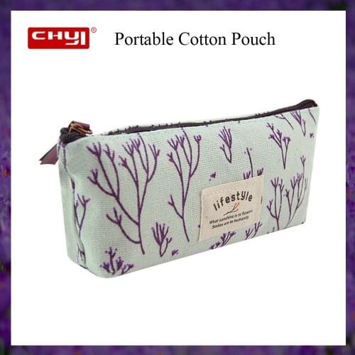 Countryside Flower Pencil Case Canvas Estuches Pencil Box Pencilcases For Girl Makeup Bag School Supplies Stationery Pencil Bags