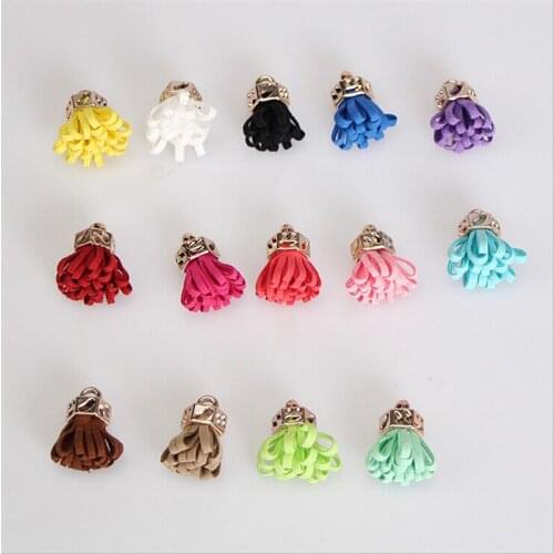 10pcs 2.5cm velvet tassel for jewelry making diy mini tassels with gold cap earring keychain accessories flower leather tassel