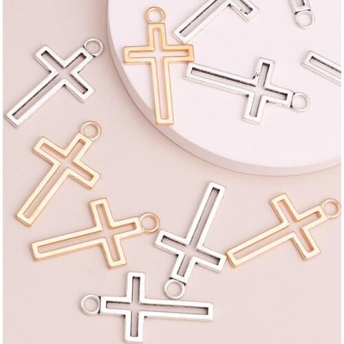 8pcs Big Statement Hollow Cross Pendants Beads fit DIY Making Necklaces & Barcelets Two Color Jewelry Accessories