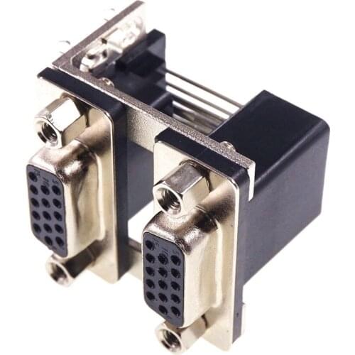 10pcs Dual Port D-Sub Connector VGA Receptacle Connector 15 Pin Female Socket 2 Ports Right Angle Through Hole