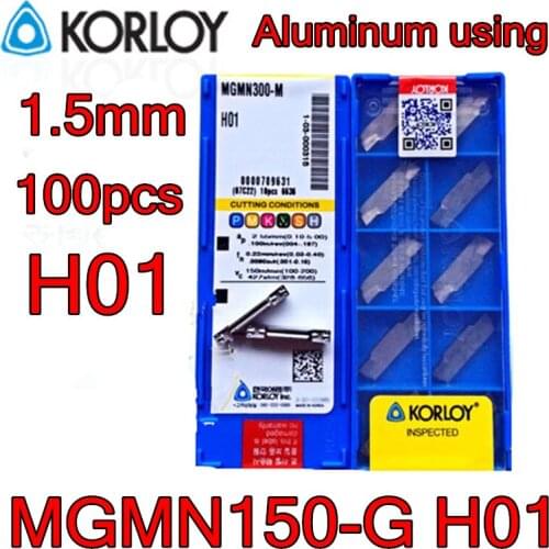 100pcs/set MGMN150-G H01 KORLOY CNC Aluminum using Carbide insert Free shipping