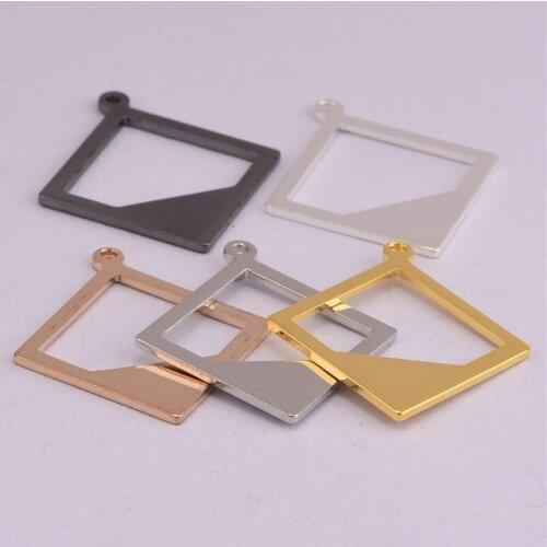17.8 * 17.8m minimalist hollow single hanging square pendant earring pendant DIY handmade materials