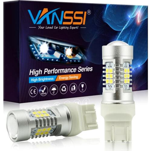 2Pcs W21/5W T20 7443 SRCK LED Light Bulb 21SMD 2835EX Dimension Lamp Super Bright White Amber Yellow