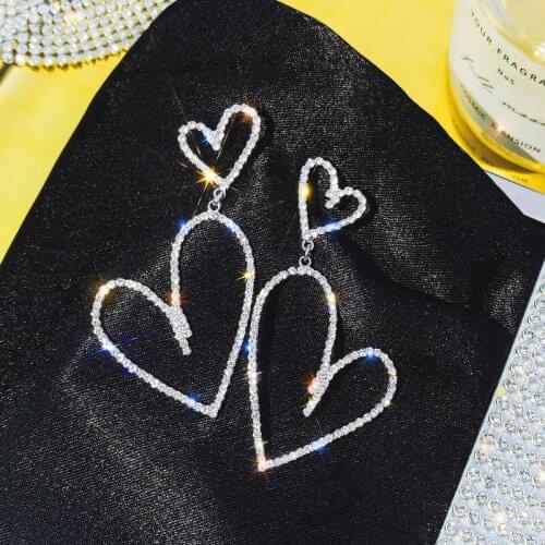 2019 new design fashion jewelry personality love full crystal earrings exaggerated shiny gold earrings for women gift