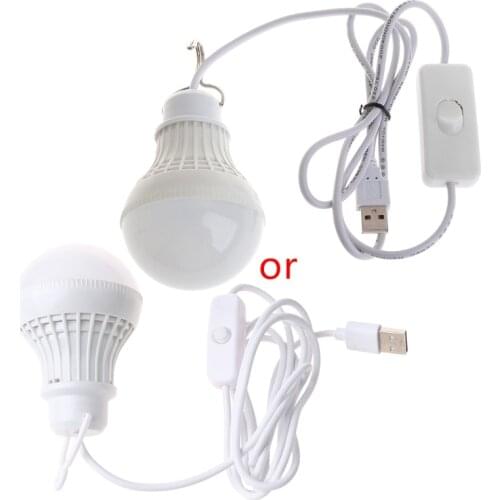 2020 New 5W 10 LED Energy Saving USB Bulb Light Camping Home Night Lamp Hook Switch