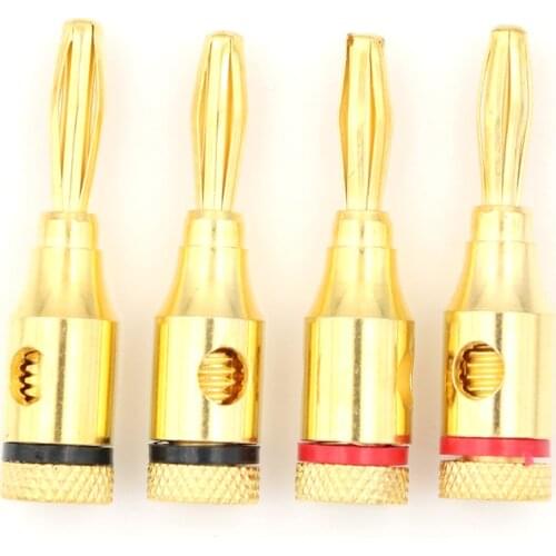 4pcs 4mm Plug Connector Gold plated Musical Speaker Cable Wire Screw Banana Plug Connector