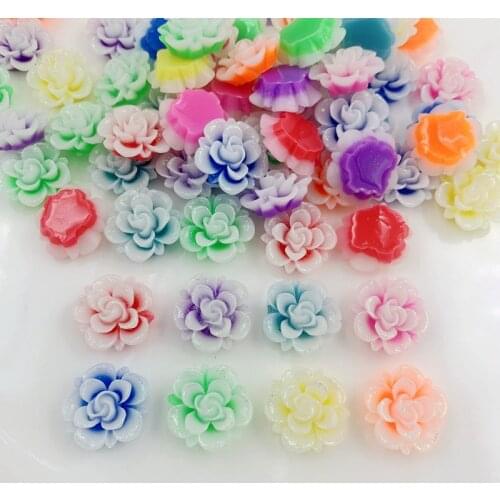 45pcs/lot flat back resin flowers mix colors DIY resin cabochons accessories 20mm rhinestone applique