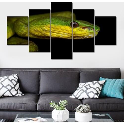 5 panel template painting picture poster hd western green mamba snake canvas art painting living room wall decoration picture