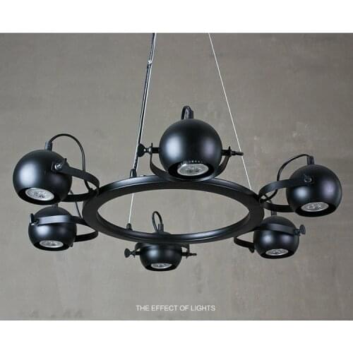 6/8 Head Black Color Loft Style Wrought Iron Pendant Light Industrial Vintage Coffee Shop Decoration Lamp Free Shipping