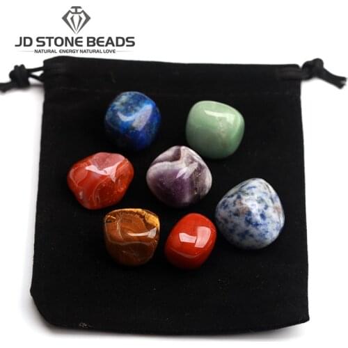 7 Chakra Beads Without Hole Seven Chakra Rough stone Necklace Pendants Yoga Reiki Healing Balancing Accessory For Jewelry Making