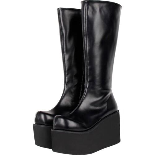 Angelic imprint mori girl Women punk motorcycle boots lady lolita COS Boots woman high trifle heels pumps platform shoes 33-47
