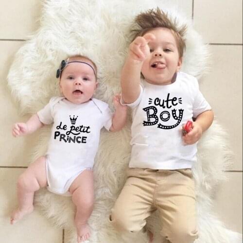 Big Brother Little Brother Sister Sibling Matching Outfits Baby Infant Toddler Boy Body Kids Tshirt White 100 Cotton Summer Tops