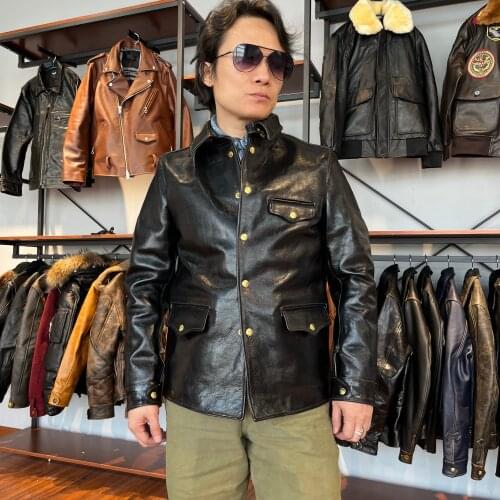 CDJ-8 Asian Size Super Top Quality Heavy Genuine Japan Horse Leather Slim Classic Horsehide Stylish Switchyard Jacket