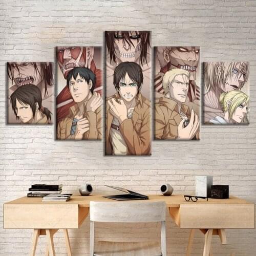 5pcs Attack on Titan Anime Decor Eren Zoe Manga Poster Wall Painting Room Decoration Boy Room Wall Art