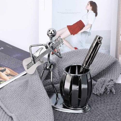 Creative Instrument Guitar Pen Holder Personalized Iron Pen Holder Little Musician Series Metal Desk Organizer