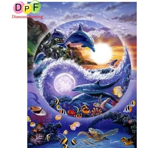 DPF Full round drill Diamond embroidery animal dolphin diamond cross stitch mosaic diy diamond painting Paste Decora painting