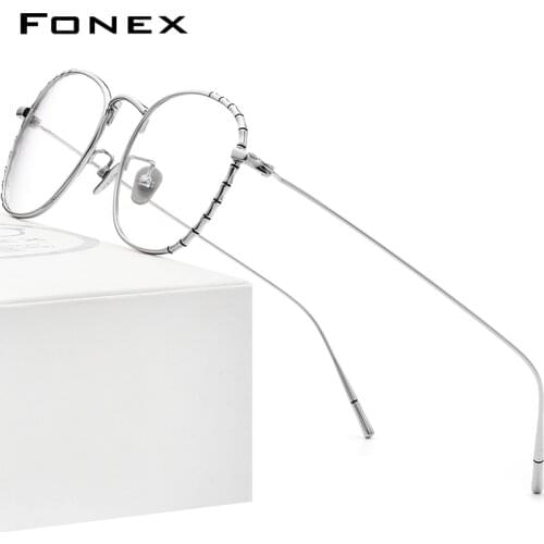 FONEX Pure Titanium Glasses Frame Men Retro Square Prescription Eyeglasses Women 2021 New Vintage Myopia Optical Eyewear 981