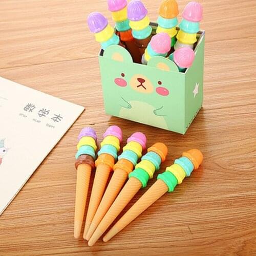 Ice Cream Gel Pens 0.5mm Cute Stationery Kawaii Pen Student Cute Pens Novelty Black Gel Pen Stationery Kawaii School Supplies
