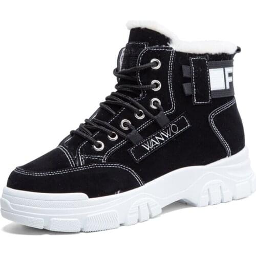 Cotton Shoes For Women High Top Casual Snow Boots Comfortable Warm Plush Hiking Sneakers Anti-Slip Wear-Resistant Mountain Shoe