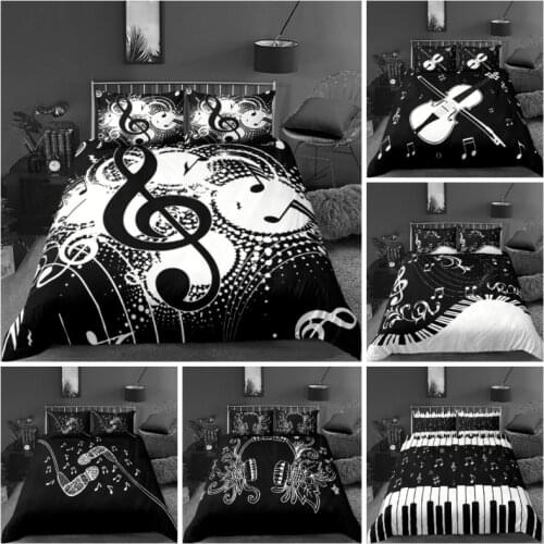 2021Hot style 3D digital music printing Polyester bedding set 1 duvet cover + 1/2 pillowcases bed in a bag US/EU/AUsize