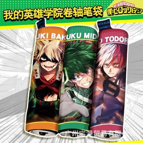 Anime My Boku No Hero Academia Cosmetic Makeup Bag Cosplay Scroll Pencil Case Coiling Block Stationery Box Gift