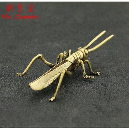 Copper Locust Small Ornaments Vintage Brass Animal Grasshopper Figurines Home Decor Statue Crafts Desk Decorations Accessories