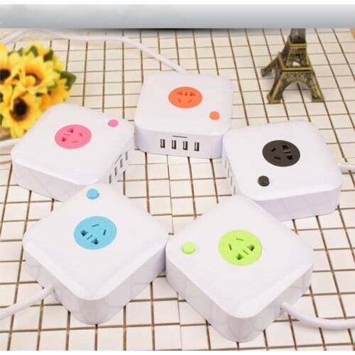 Multifunction Smart Home Power CubeSocket EU / US / UK /Plug 4 USB Port Adapter Power Outer Extension Adapter- 2M Power Cable