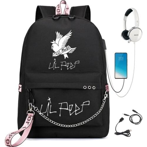 Hot Lil Peep Backpack Fashion Design school backpacks for teenagers Girls Student Bags USB multifunction travel Laptop Mochilas