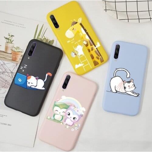 Cartoon Case For Huawei Honor 9A 9C 9S 9X Pro Case Cover Silicone TPU Cute Cat For Huawei Honor9S Funda Pink Purple Yellow