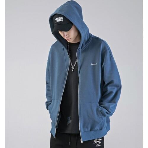 Men Comfy Pure Zip up Hoodies Autumn Fleece Hooded Sweatshirt Male Hip Hop Blue Hoodie Women Classic Hoody Pullover Tops Black