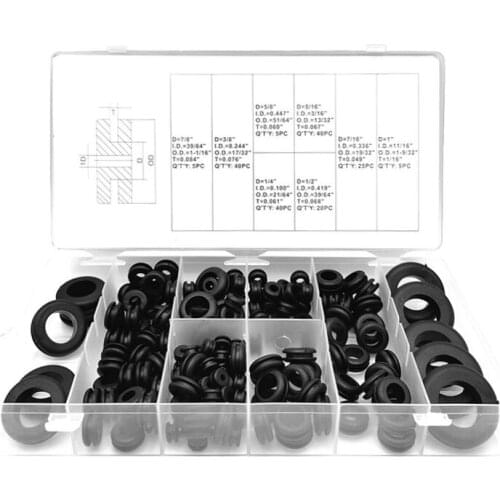 180pcs Rubber Grommets Set Electrical Cable Lines Protective Fasteners Bushing Sealing Assortment Body Plugs With Box